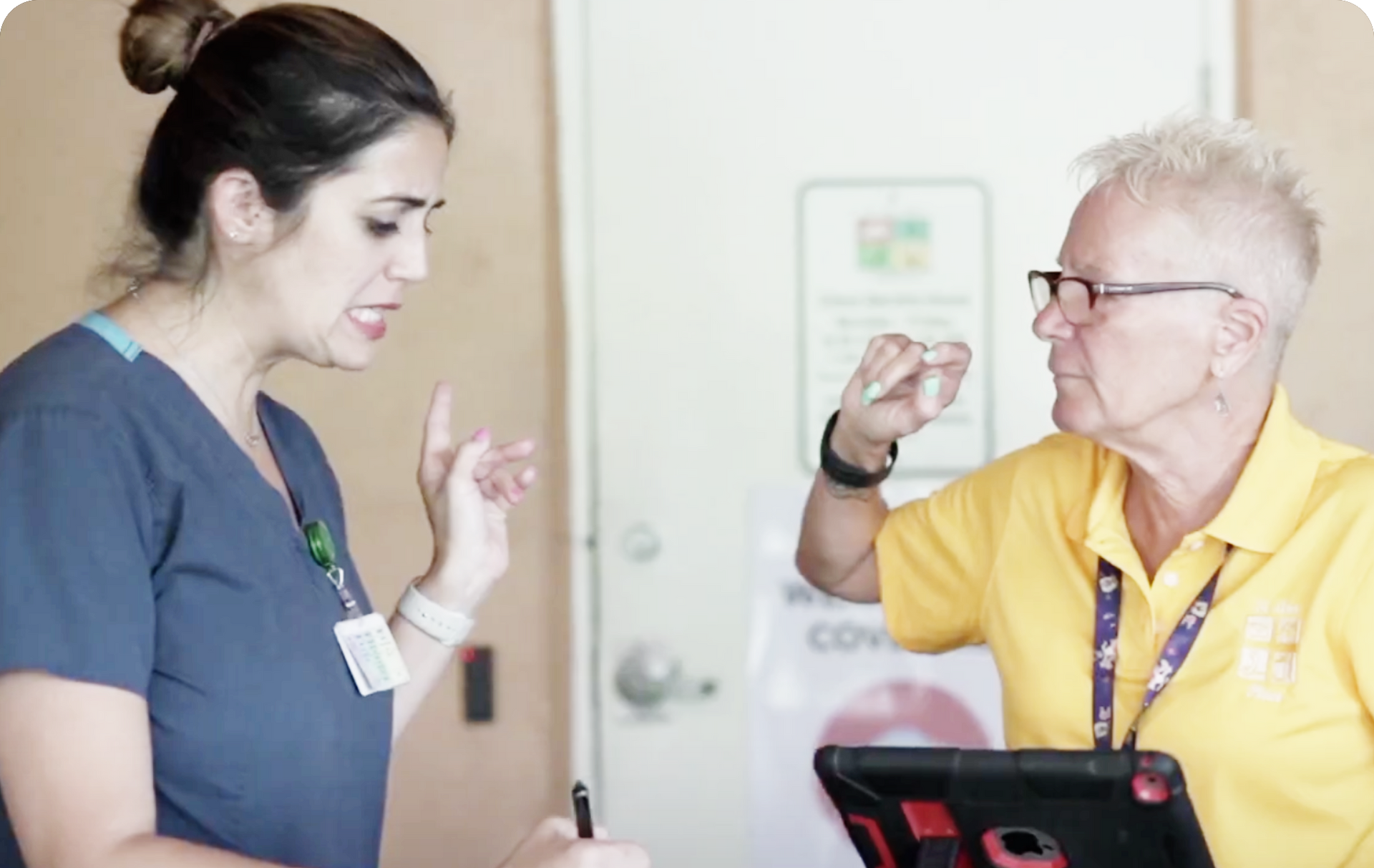 health care workers having a conversation