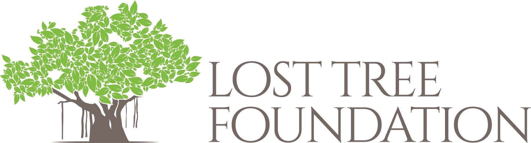 a logo for the lost tree foundation with a tree on it .
