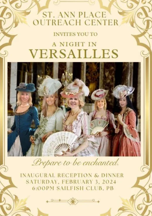 a poster for a night in versailles with a picture of four women