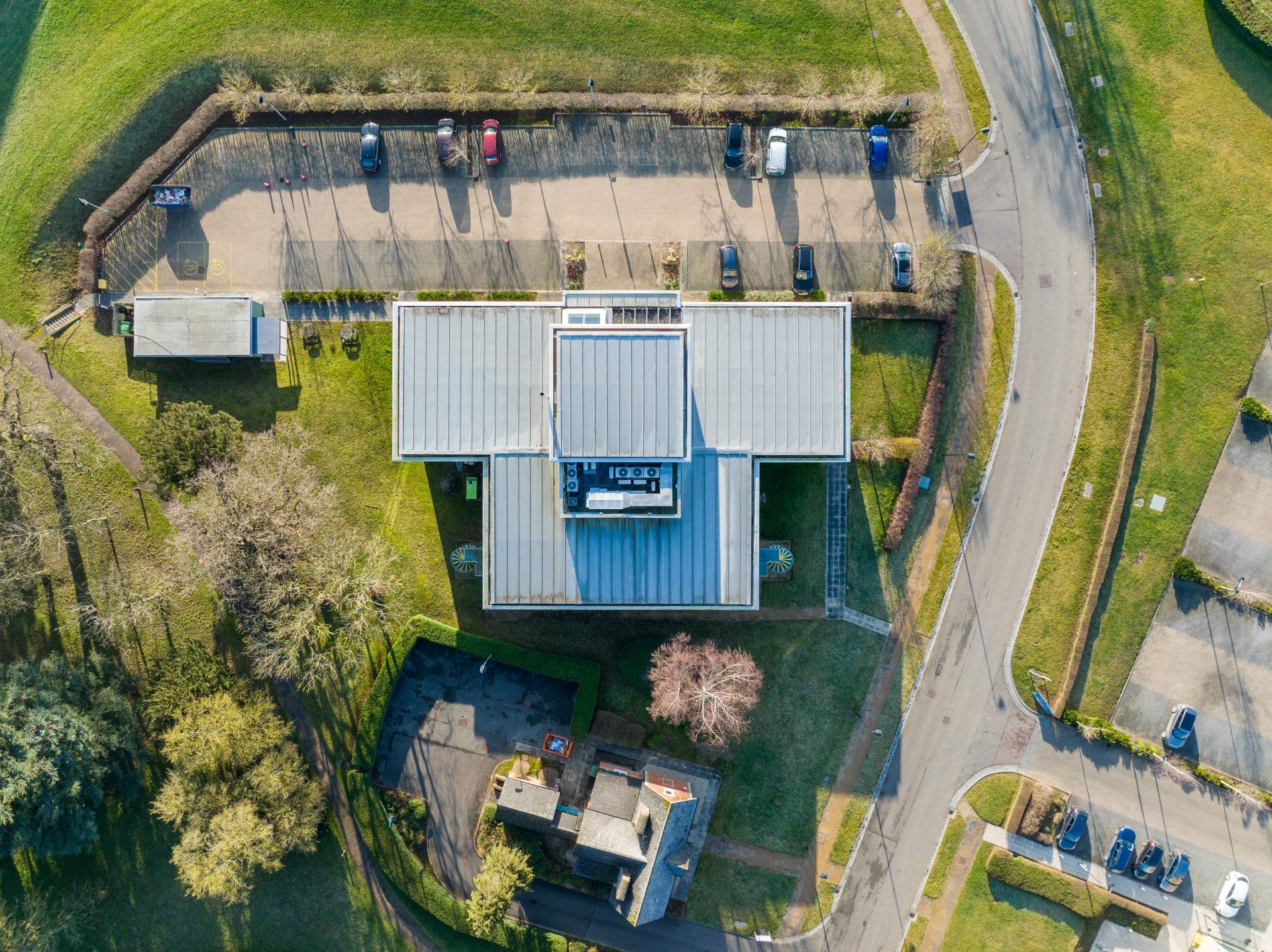 Drone roof survey of factory roof