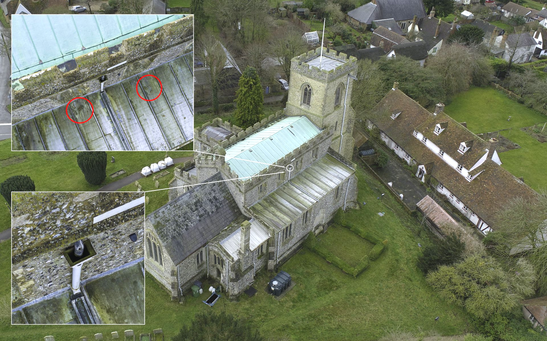 St swithin's church in great chishill aerial survey and inspection