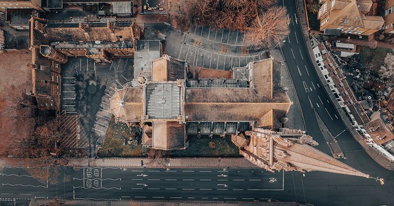 OLEM Church, Cambridge - Drone Photo
