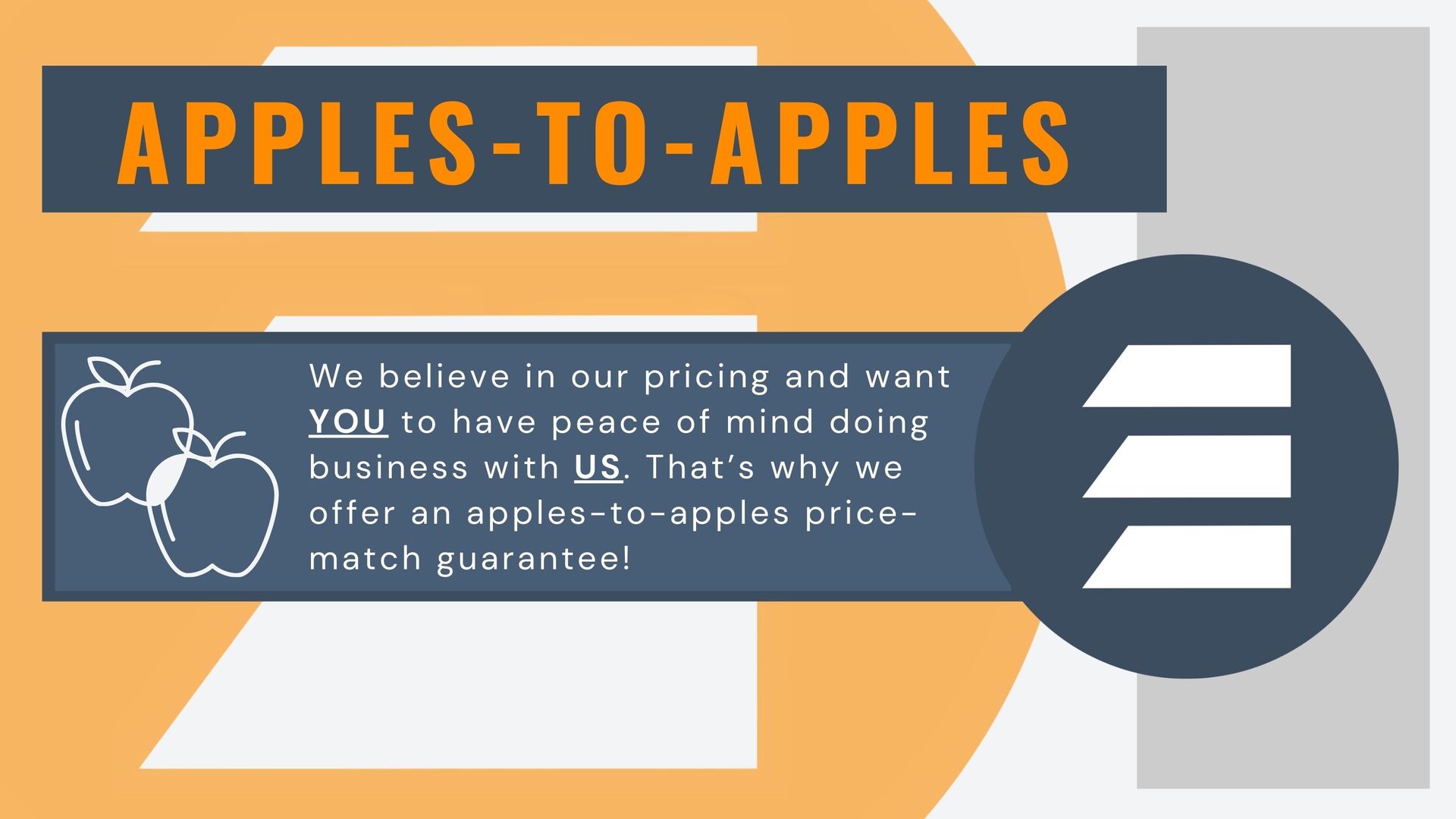 A sign that says apples-to-apples on it