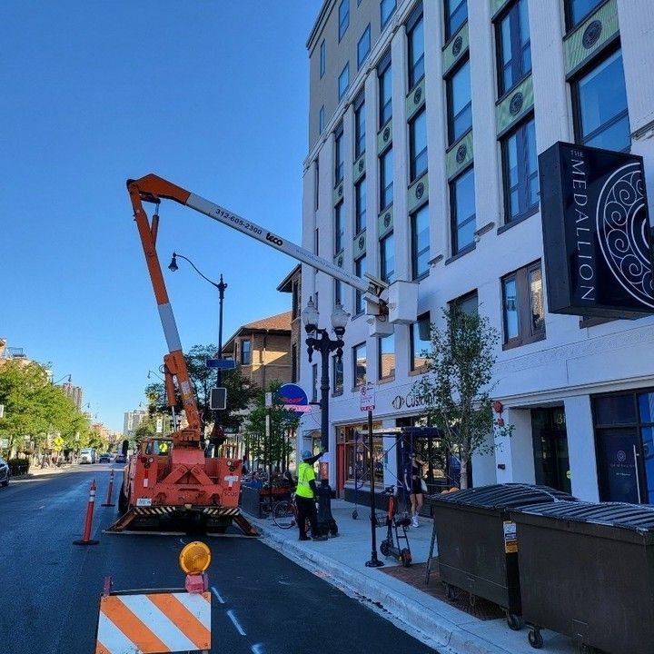 a mcdaileion sign is on the side of a building