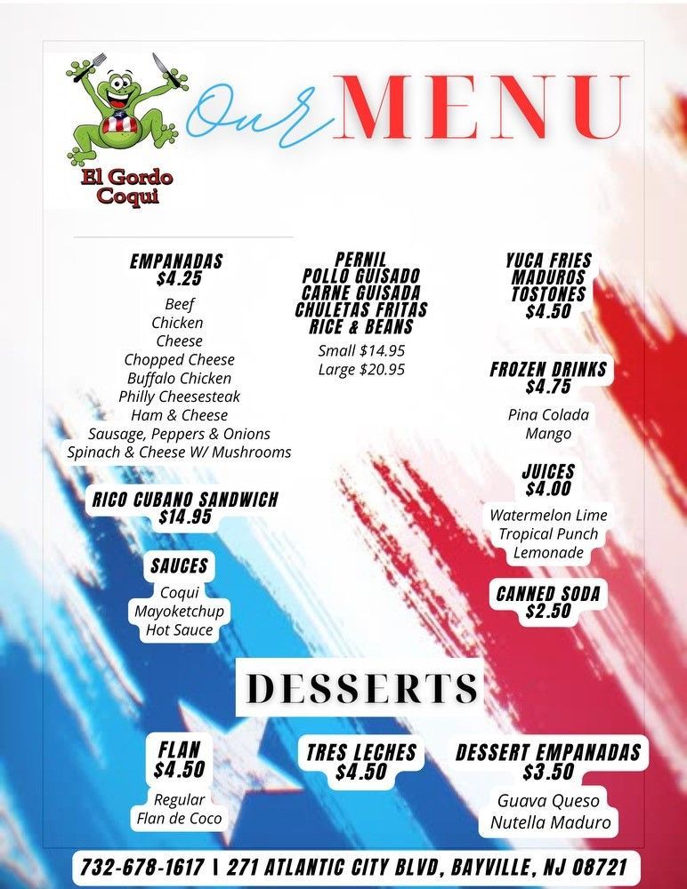 A menu for a restaurant with a frog on it