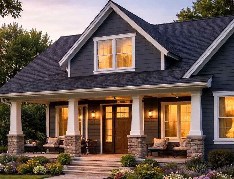 A smiling plumber kneels in a kitchen, holding a wrench. He wears a tool belt, a white shirt. A toolbox is open on the floor.