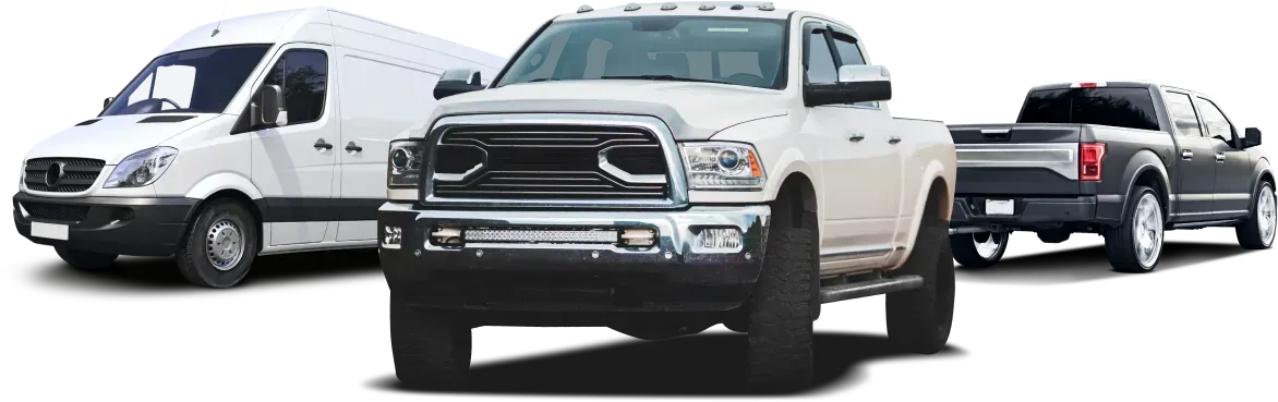 White Truck, black truck, white fleet van | Northside Auto