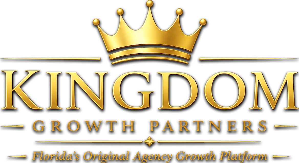 Gold crown over &ldquo;KINGDOM GROWTH PARTNERS&rdquo; logo with black and gold text and tagline