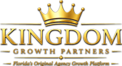 Gold crown over “KINGDOM GROWTH PARTNERS” logo with black and gold text and tagline
