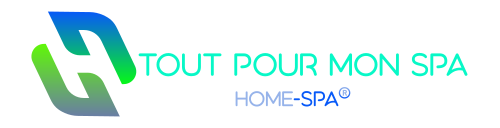 Le logo du spa et sauna à domicile est bleu et blanc sur fond noir.