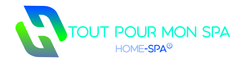 Le logo de Home Spa est bleu et blanc sur fond 