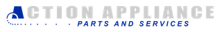 A blue and white logo for action appliance parts and services