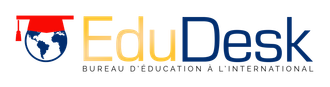 Logo d'EduDesk, représentant un chapeau de diplômé sur un globe terrestre, et les mots « EduDesk ».