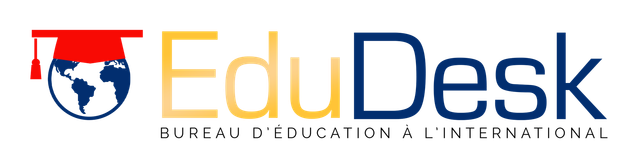 Logo d'EduDesk, représentant un chapeau de diplômé sur un globe terrestre, et les mots « EduDesk ».