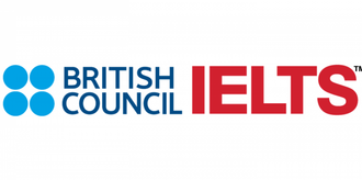Logo du British Council IELTS, couleurs bleu et rouge.