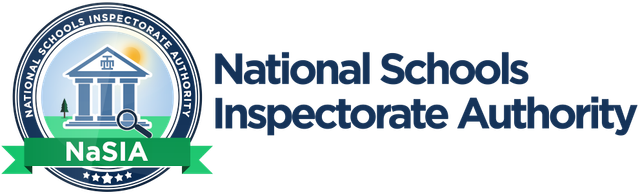 Logo de l'Autorité nationale d'inspection des écoles (NaSIA), représentant un bâtiment inscrit dans un cercle et accompagné de texte.