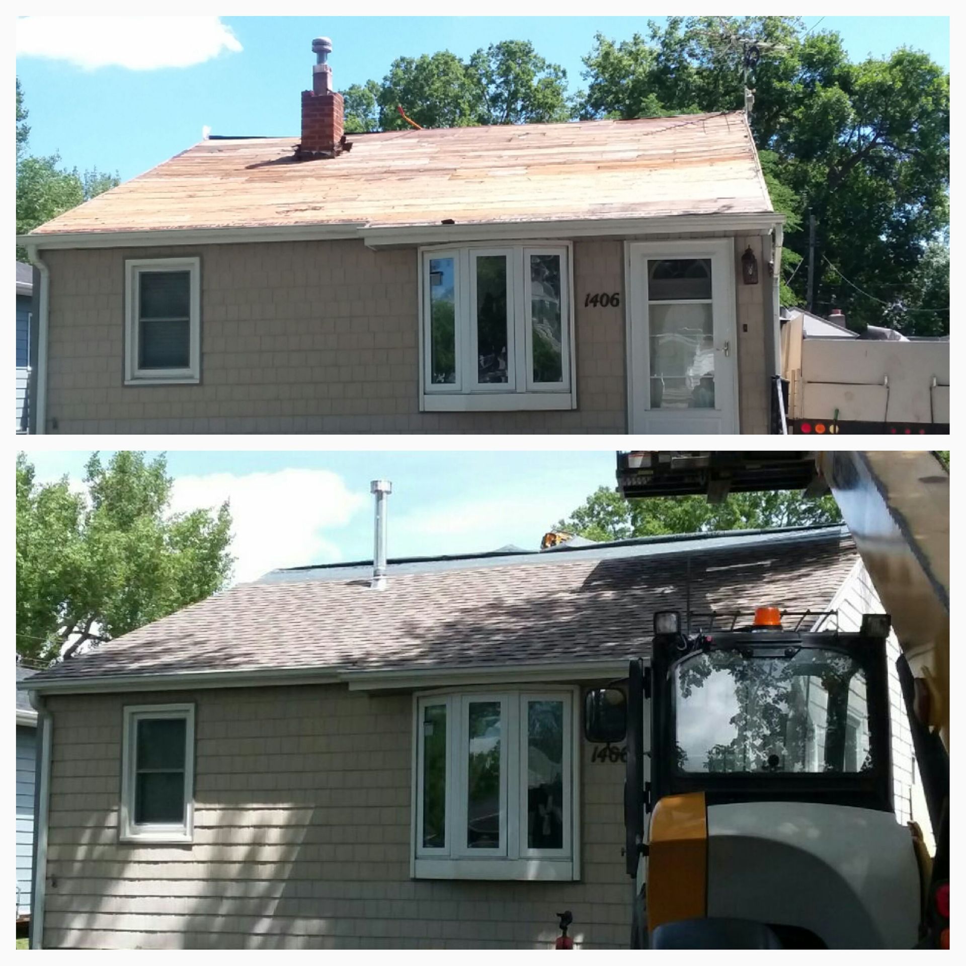 Roof Chimney Removed and Northgate Weathered Wood Colored Shingle Installed in Valley City, ND