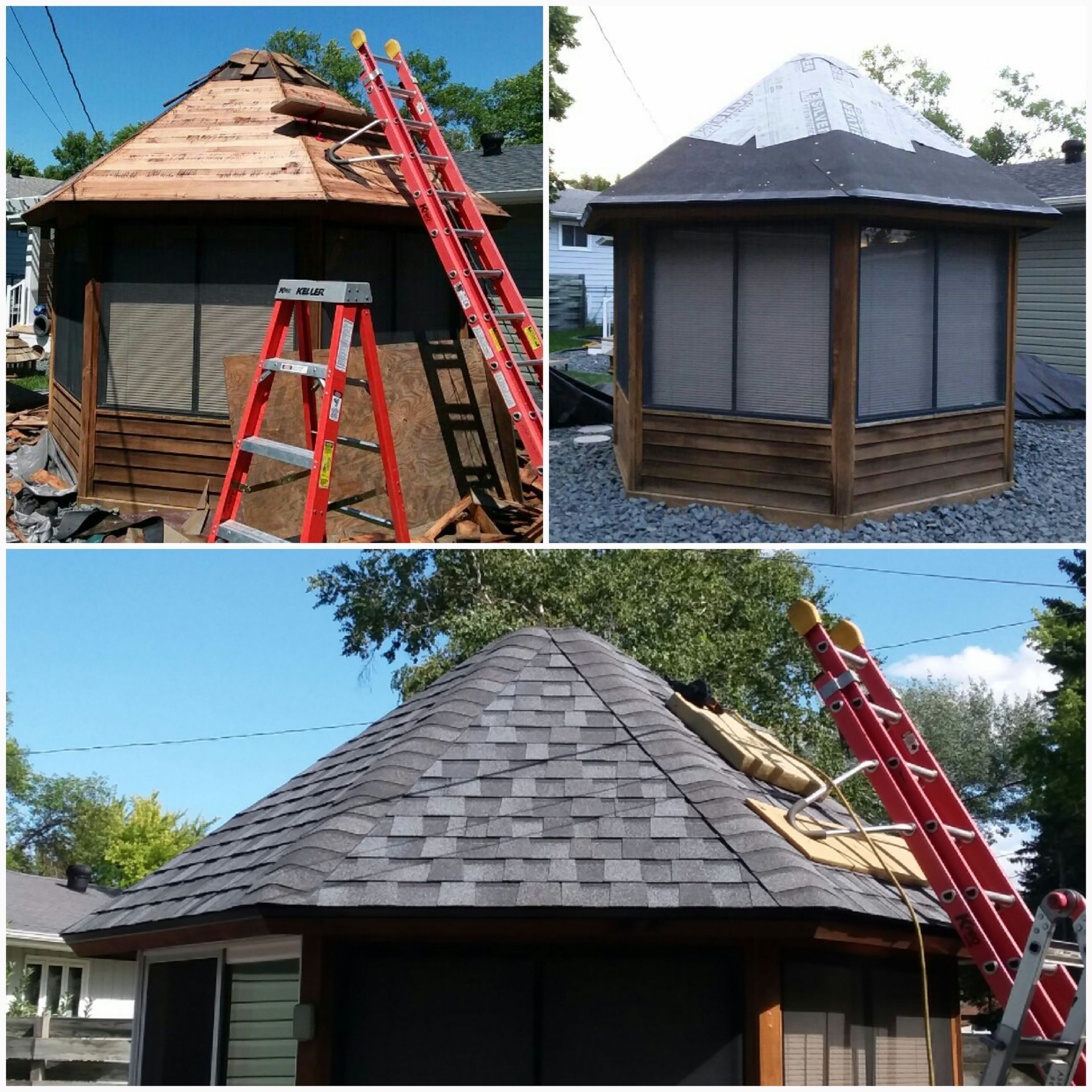 Northgate ClimateFlex Pewter Colored Shingles Install on a Gazebo Roof near Fargo-Moorhead