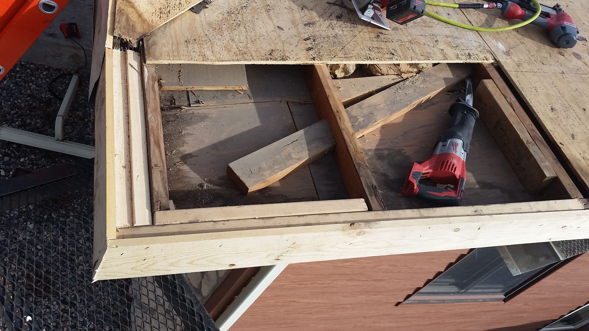 Damaged Eave and Rake Wood Framing Being Repaired on a Roof in Perham-MN