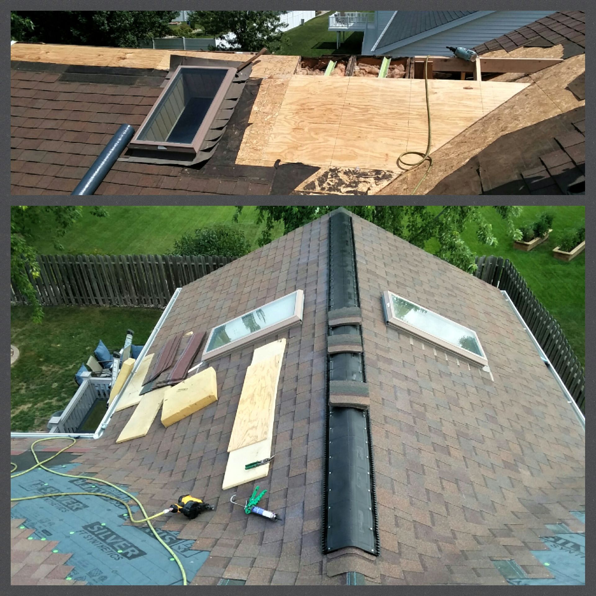 Shingle Roof Repair with Two Skylights and Ridge Vent in Twin Valley, MN
