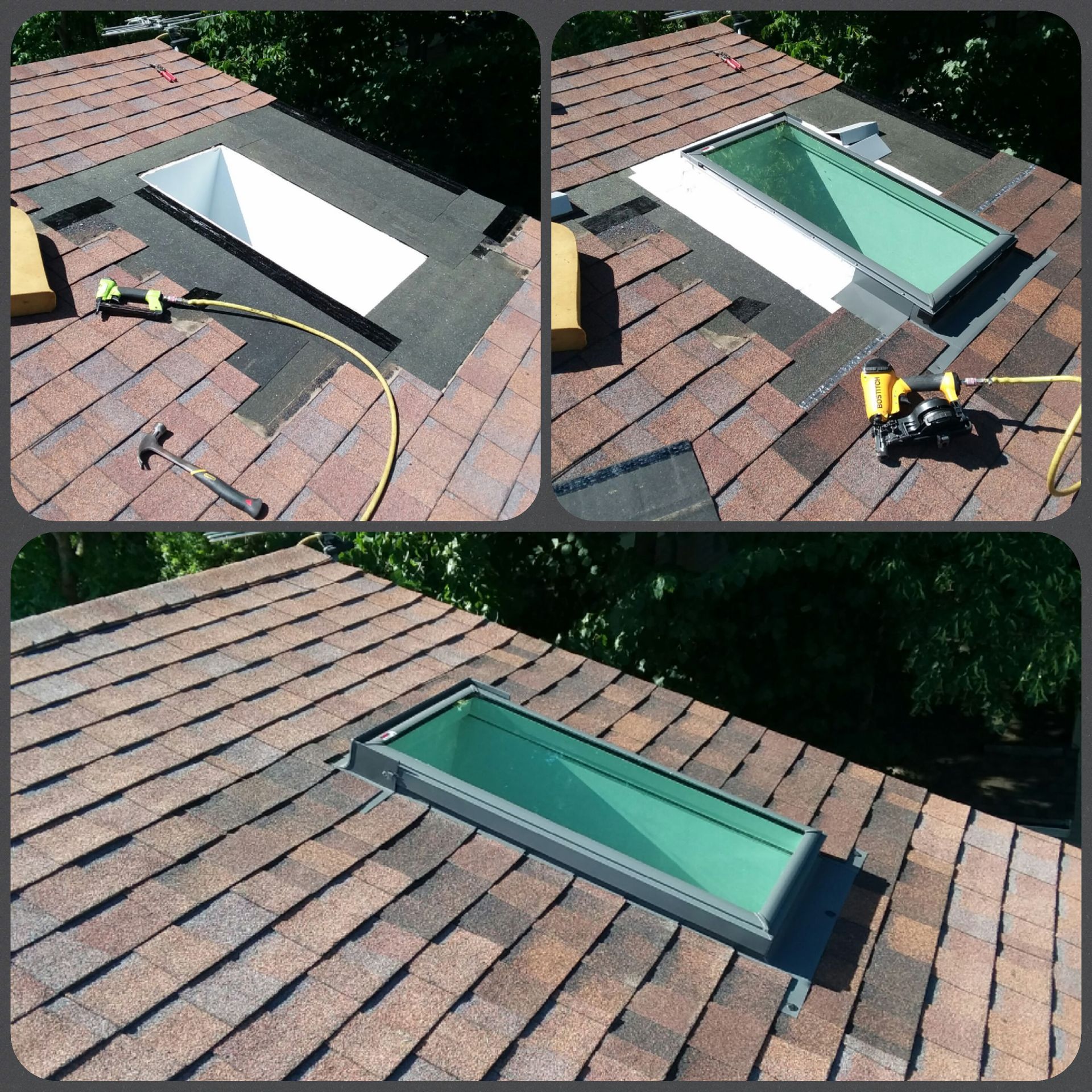 Old Roof Skylight Replaced with a Velux Skylight Installed on a Brown Roof in Fargo-Moorhead area