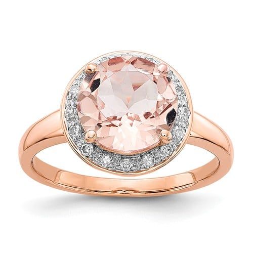 14K Rose Gold Diamond & Morganite Round Ring — Ringgold, GA — The Vault Coin & Jewelry