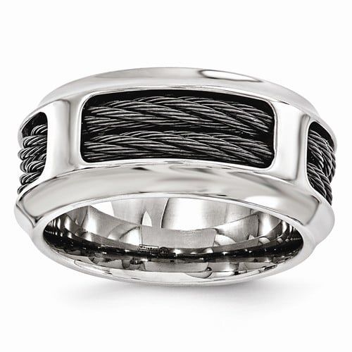 Edward Mirell Stainless & Black Cable Ring — Ringgold, GA — The Vault Coin & Jewelry