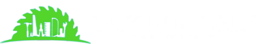 A green logo featuring a stylized circular saw blade silhouette containing outlines of buildings.