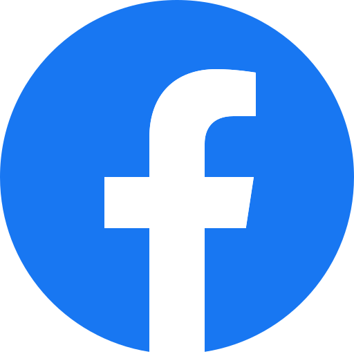 The facebook logo is a white f in a blue circle.
