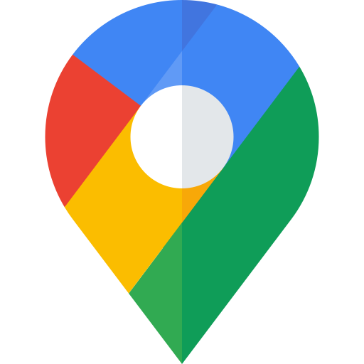 A google maps pin with a white circle in the middle.