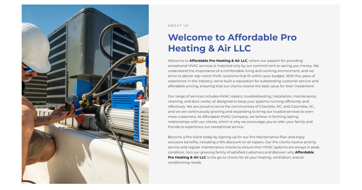 About Affordable Pro Heating Air LLC - HVAC Experts