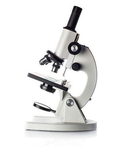 Presin Lab - Un microscopio blanco con una lupa sobre un fondo blanco