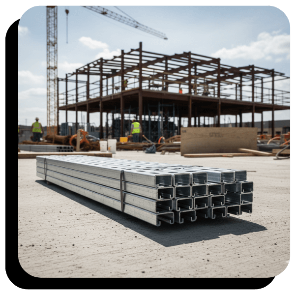 Unistrut channels at a commercial construction site