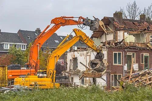 Demolition Using Two Excavator with Grapple — Indianapolis, IN — W R Beach, Inc.