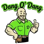 Dang O&rsquo; Dang logo with a cartoon handyman in a green shirt giving a thumbs-up