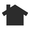 Black house icon with a triangular roof and white door opening on the left