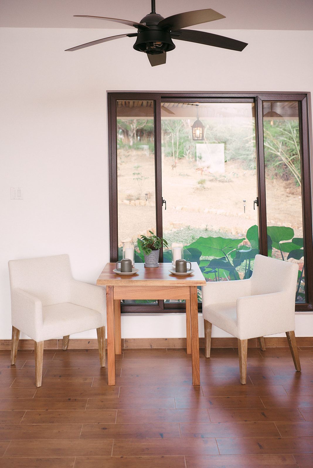 Cozy indoor dining space with forest views at a luxury villa in Hidden Valley.