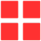 Four red squares arranged in a 2x2 grid pattern with white spacing between them.