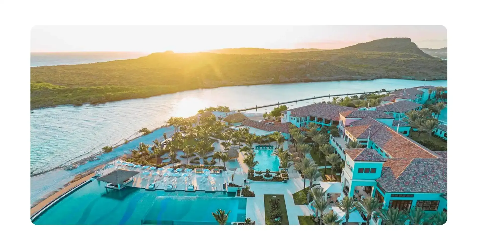 sunsetview from the resort while enjoying Sandals Royal Curacao Excursions 