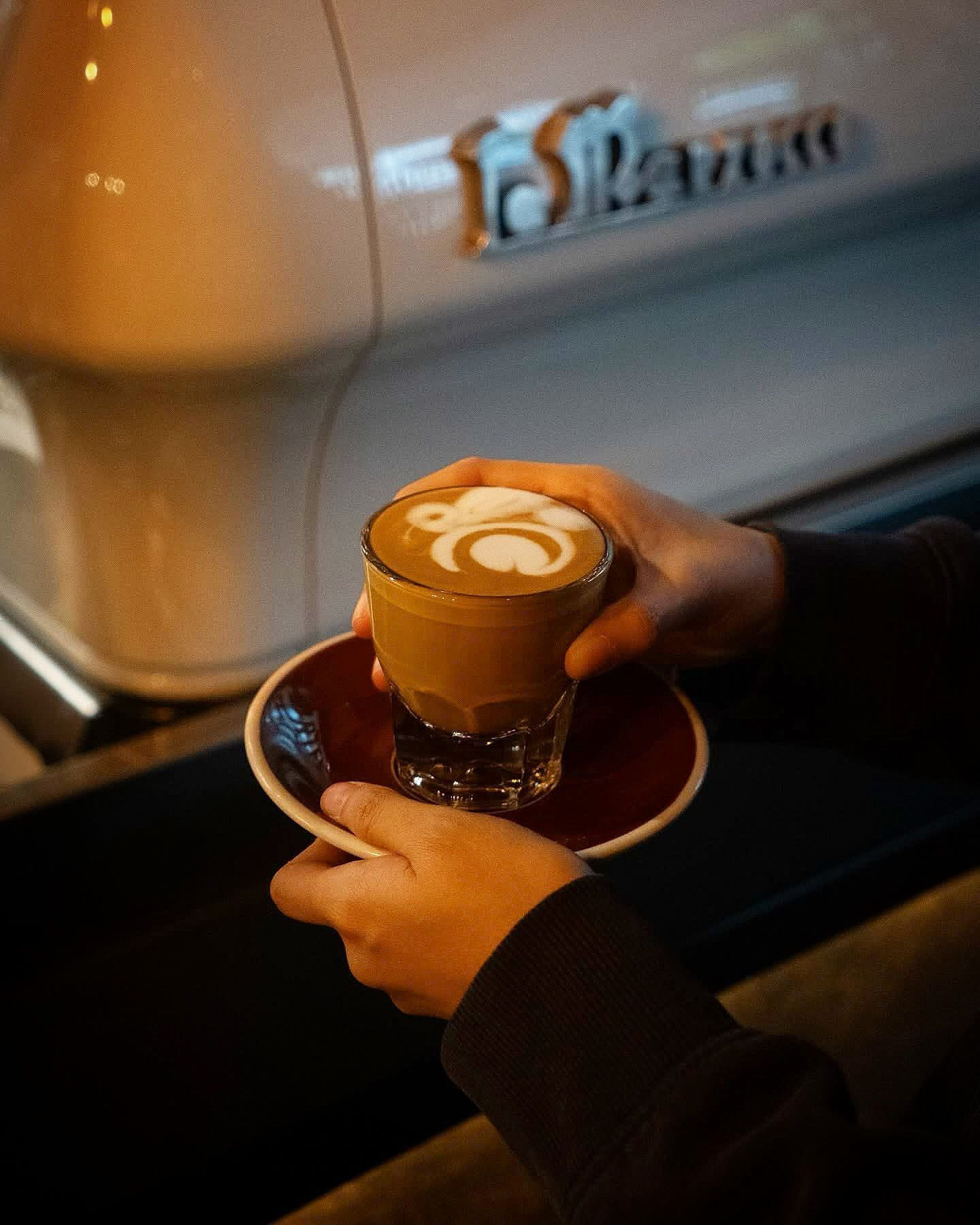 The Cartel Deli cortado coffee.