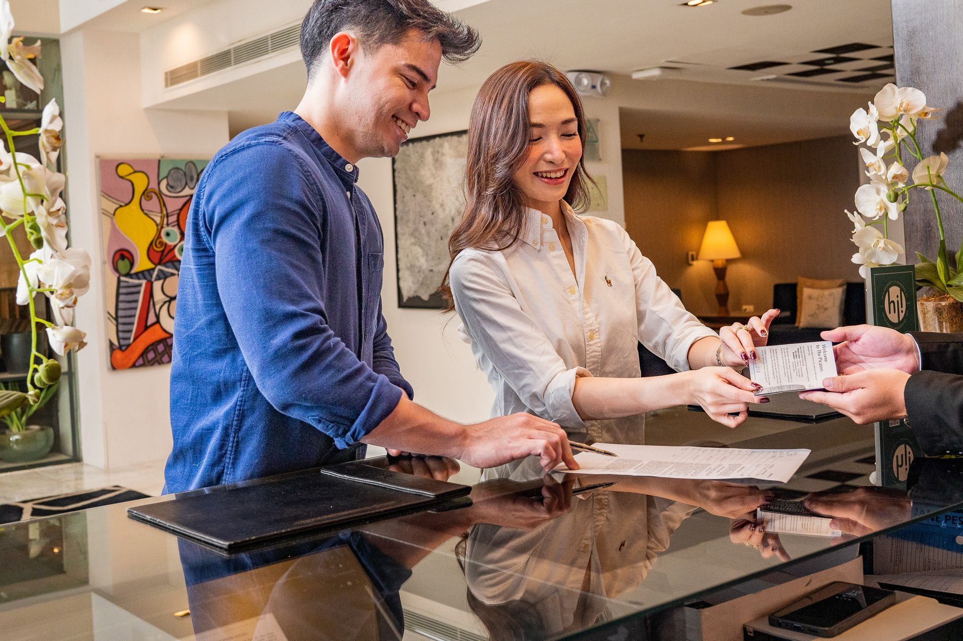 Guests checking in at the Picasso a 4-star hotel in Makati