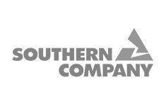 The southern company logo is a black and white logo with a triangle in the middle.