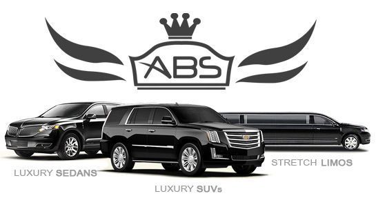 A logo for abs luxury sedans and stretch limousines