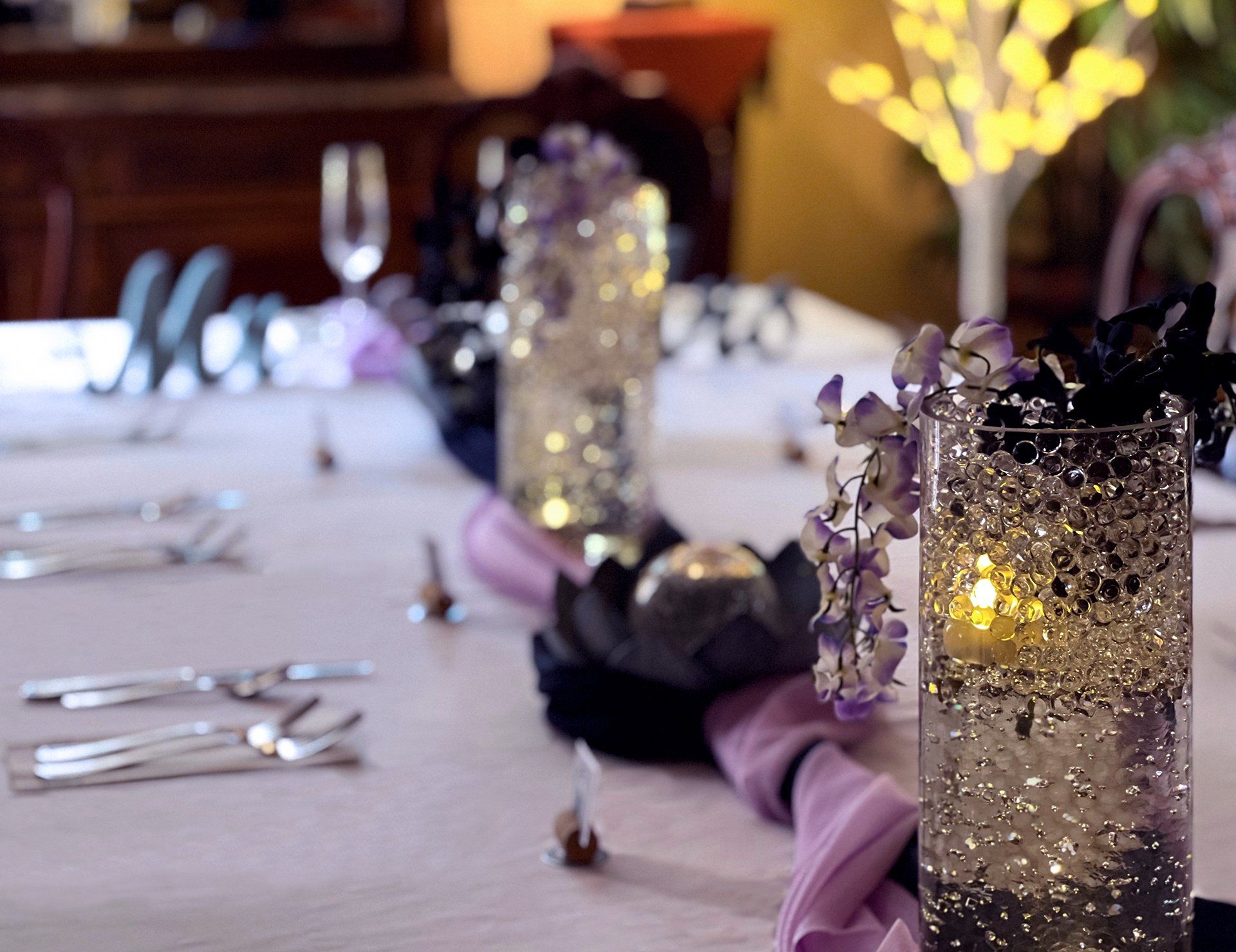 Purple wedding display