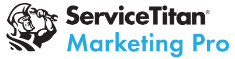 The logo for service titan marketing pro has a picture of a man holding a hammer.