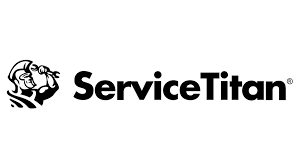 The service titan logo is black and white and shows a man holding a hammer.