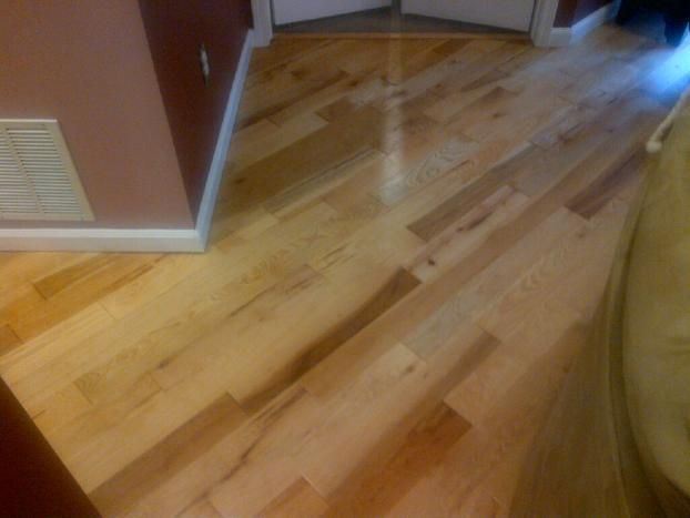 A living room with hardwood floors and a couch