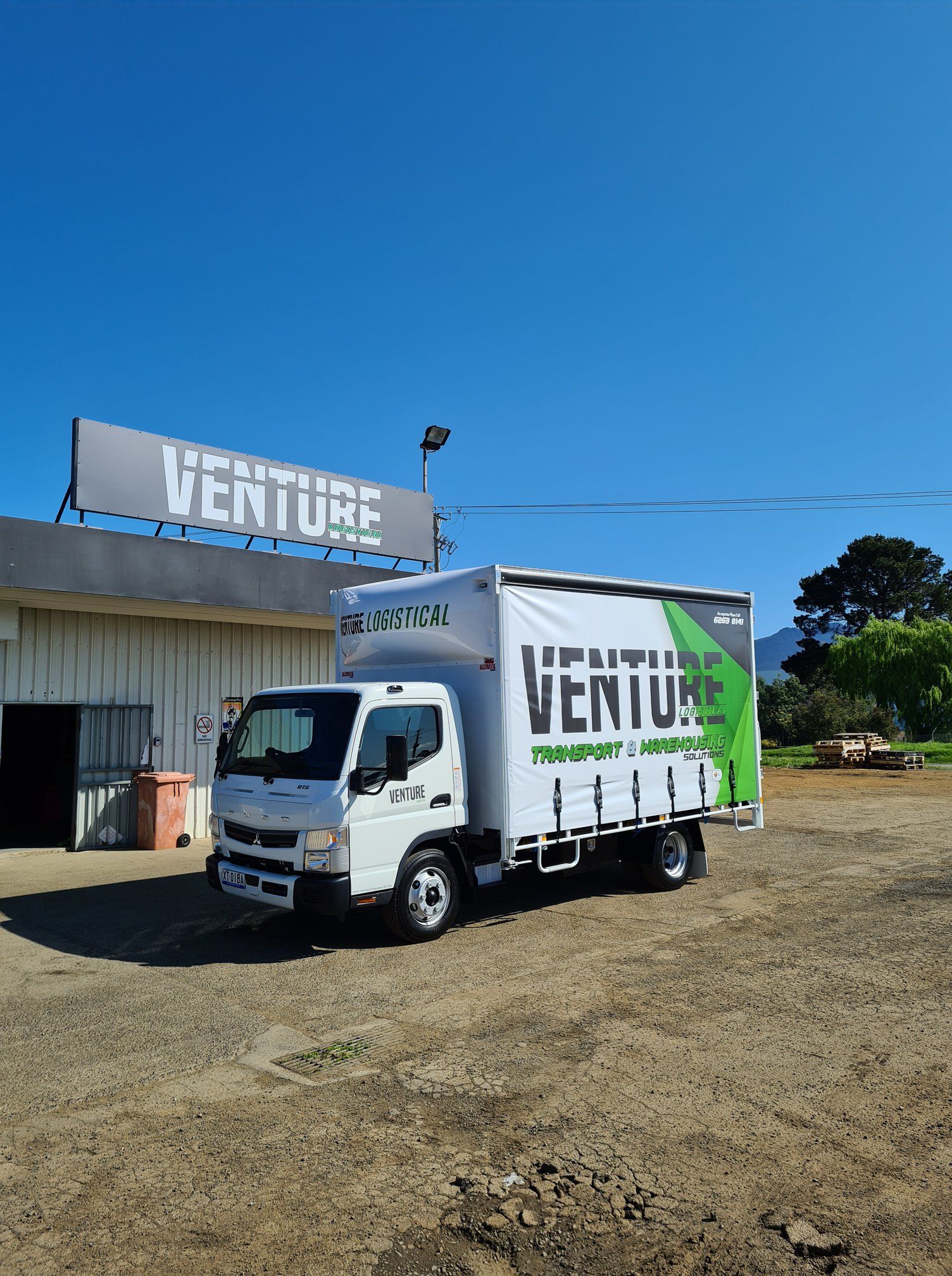 Venture Logistical | White Truck Parked Infront of their Business Shop | Bridgewater TAS