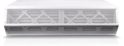 A white box with holes in it is sitting on a white surface.