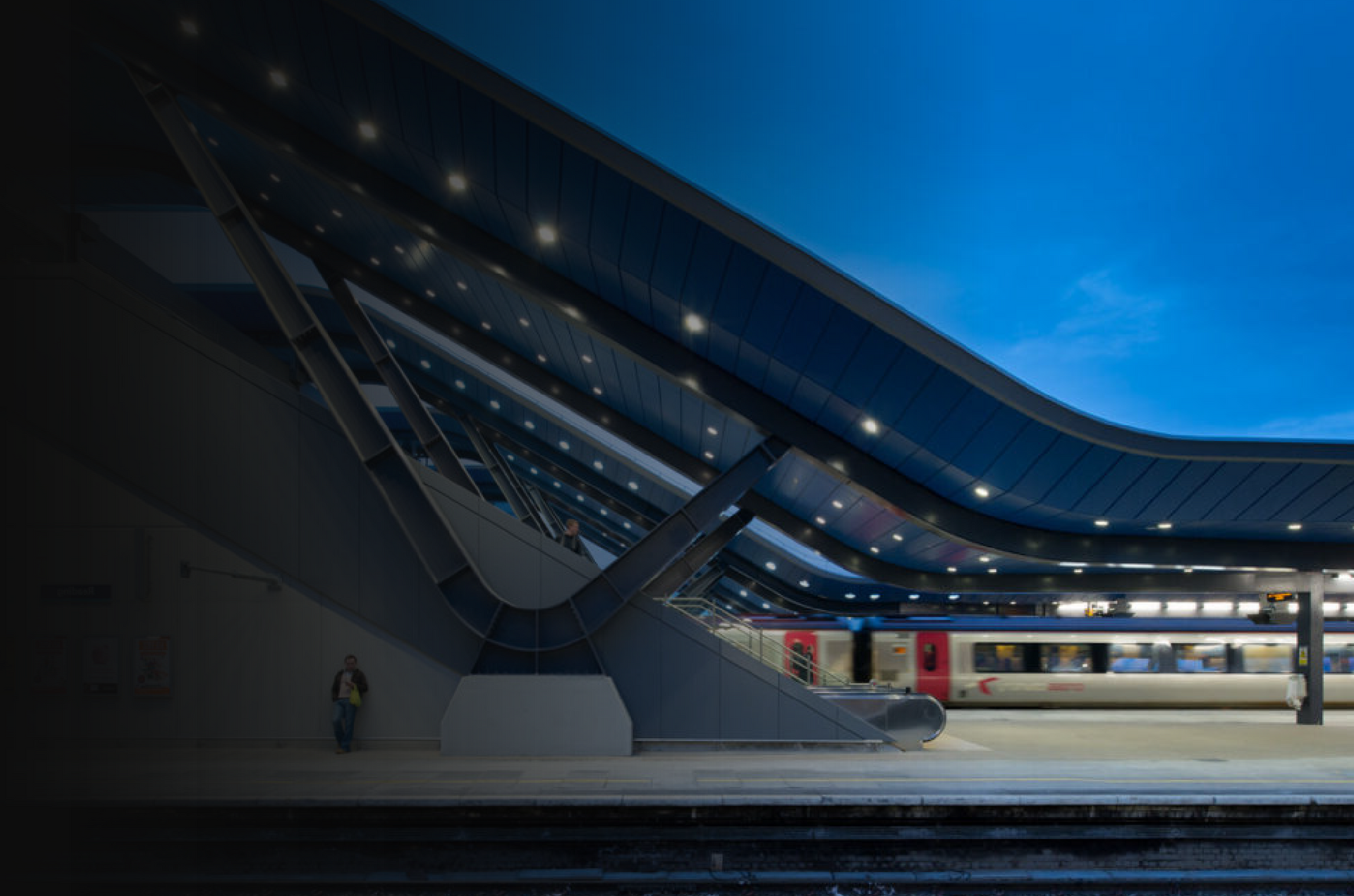 A faded image of Reading Central train station